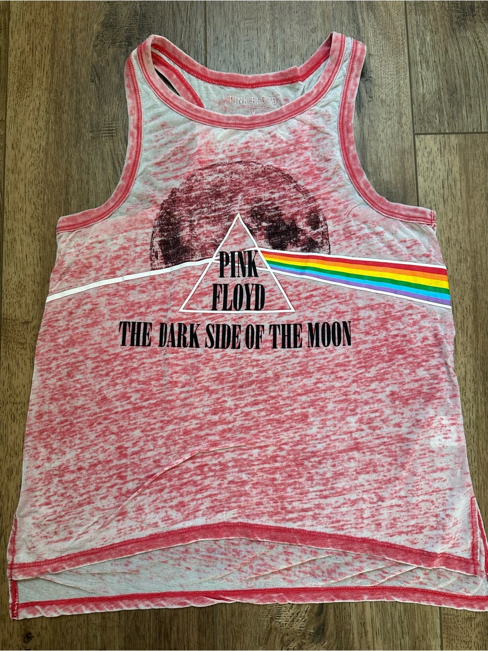Pink Floyd Women's Tank, Burnout, Band Tee, Rock, Sheer, Dark Side of the Moon M